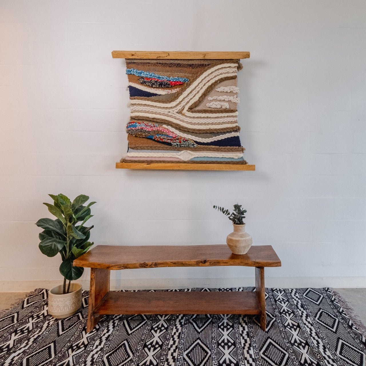 Handwoven Wall Tapestry in Warm Earth Tones