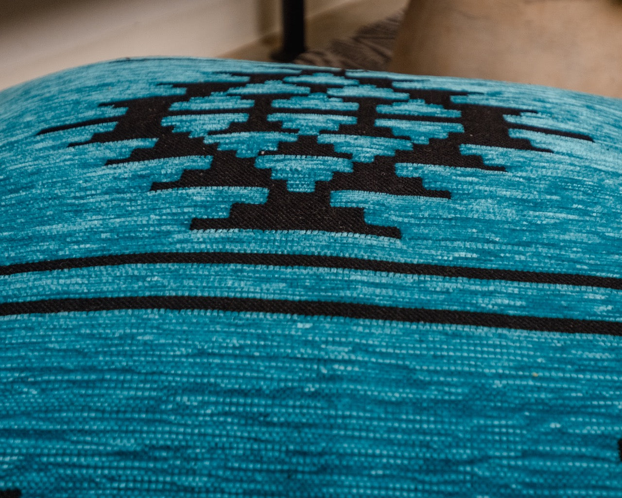 Teal and Black Woven Pillow Case